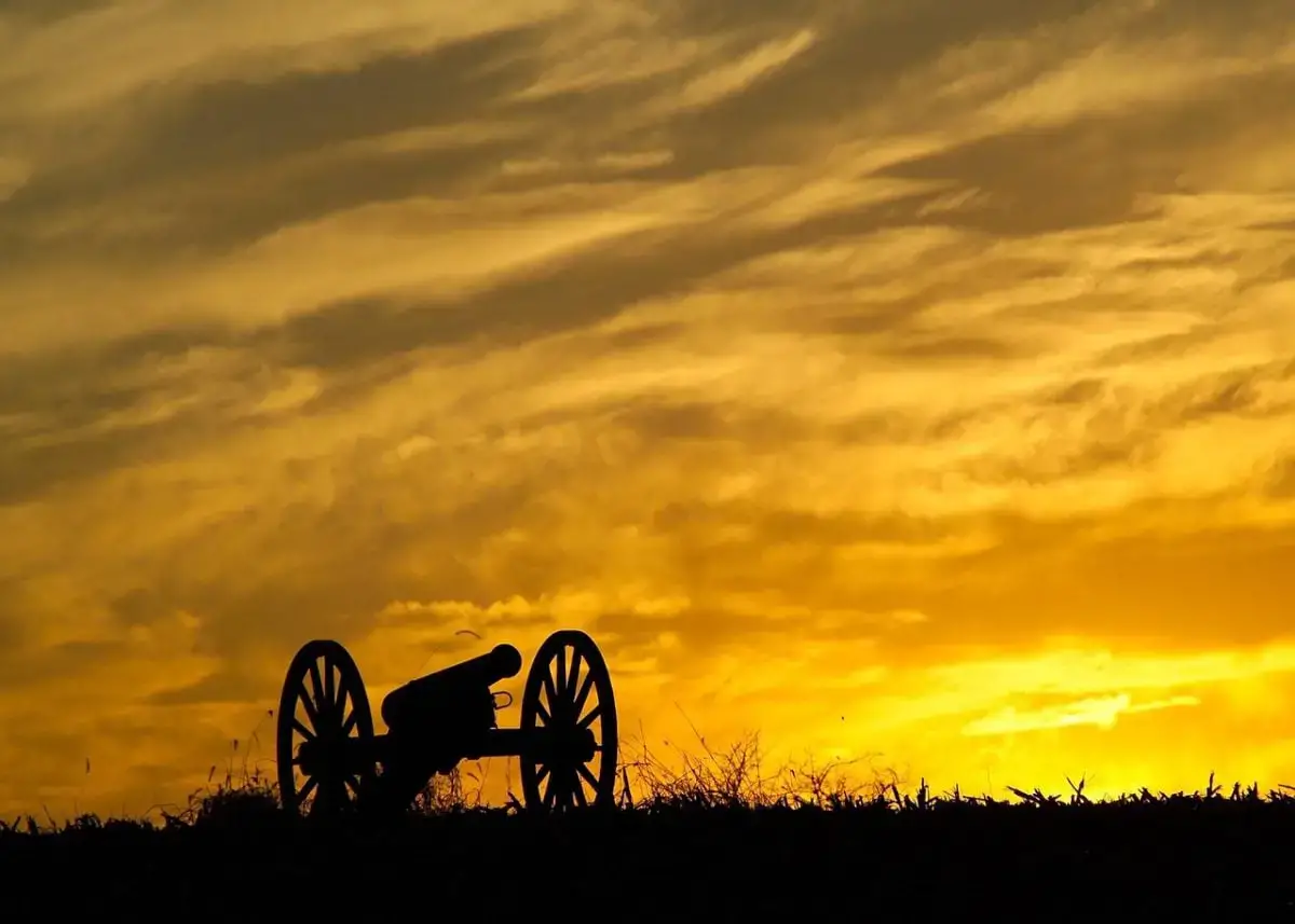 Civil War Artillery at Sunset